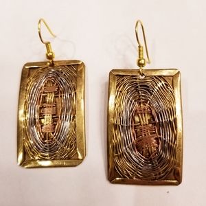 Brass, copper, & gold tone earrings